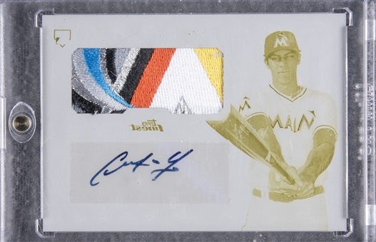 2013 Topps Finest #AJR-CY Christian Yelich Signed Jumbo Patch Card (#1/1) 